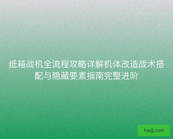 纸箱战机全流程攻略详解机体改造战术搭配与隐藏要素指南完整进阶