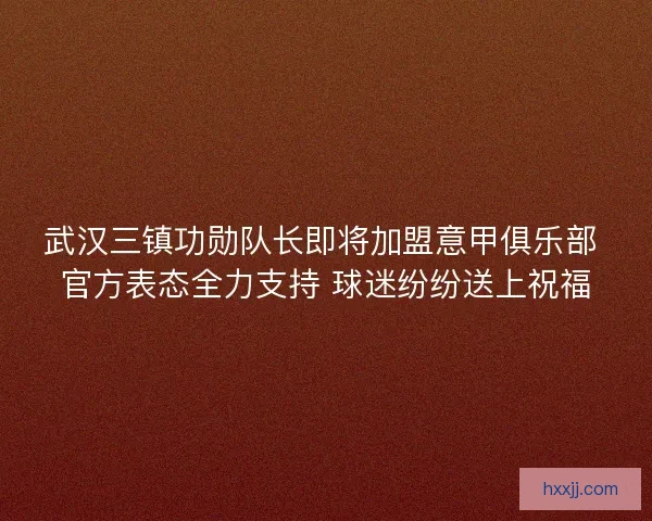 武汉三镇功勋队长即将加盟意甲俱乐部 官方表态全力支持 球迷纷纷送上祝福